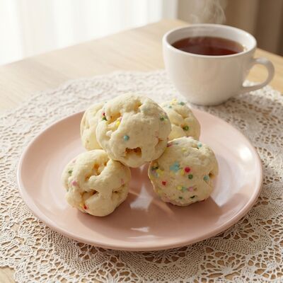 ホワイトチョコレートライスボール - ホワイトチョコレートと脆いライスの混合物で,色彩豊かなスプレーで,祭りの雰囲気,脆い,軽い大豆のスナック