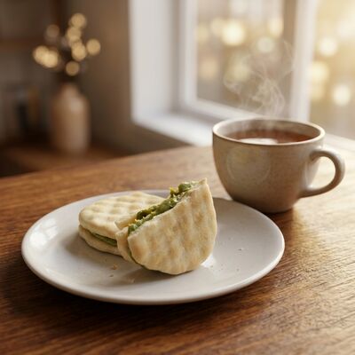 サクサク食感とバランスのとれた味わいの大豆スナック用プレミアム抹茶入りせんべい